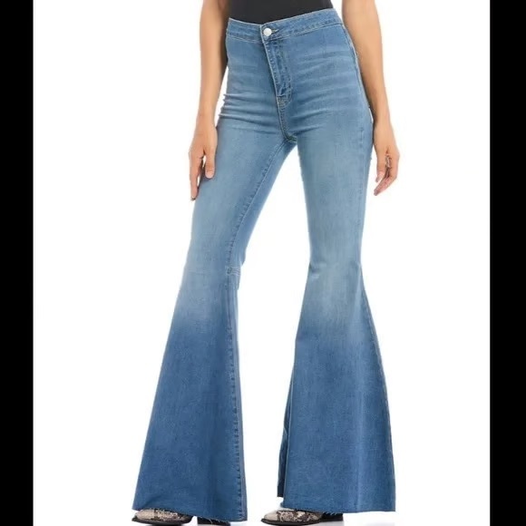 Free People Denim - Free People Float On Flare High Rise Blue Jeans 25R Bell Bottoms Retro Bohemian